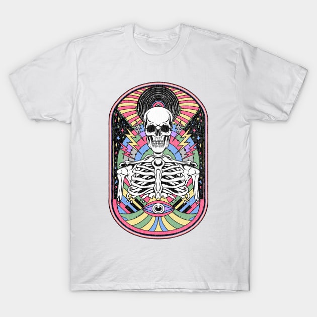 Visionary Skeleton Vinyl Music Record Trance For Life T-Shirt by Stayhoom